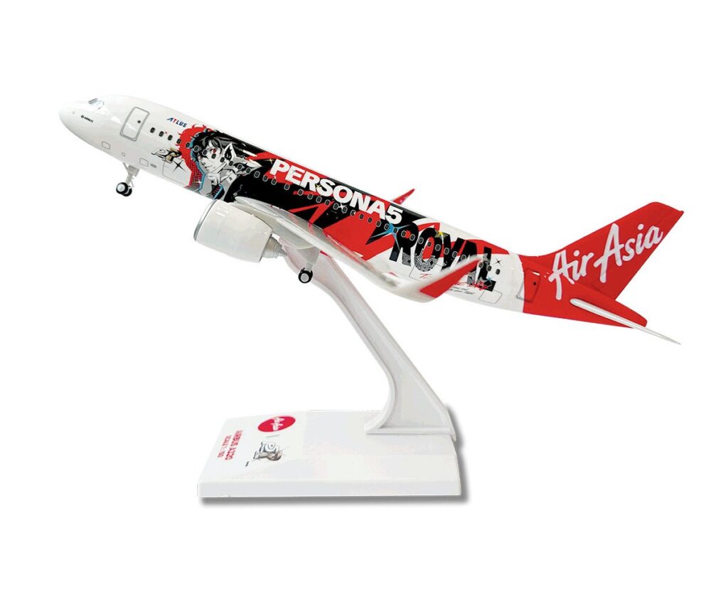 Air Asia aircraft decorated with Persona 5 game imagery as part of a collaboration between AirAsia and SEGA