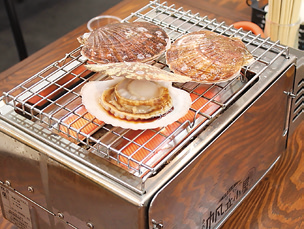 Aomori Scallops being cooked