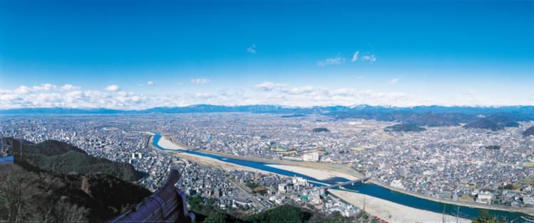 Gifu City and the Nagara River as seen from Gifu Castle