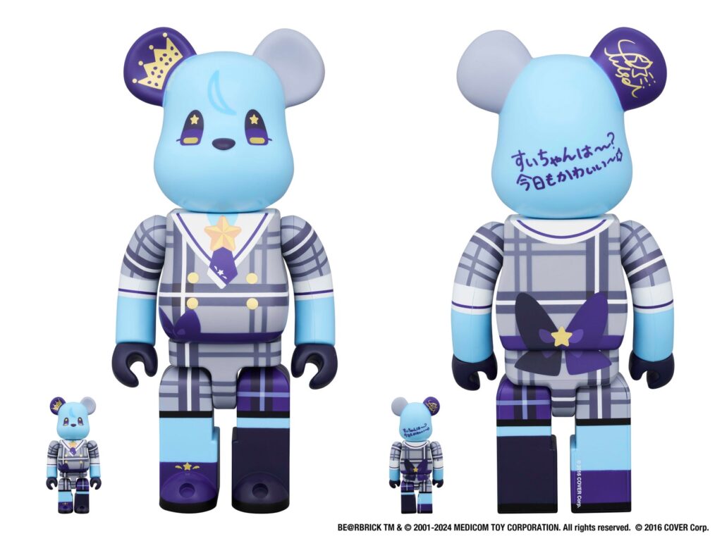 A Bearbrick figure with a Hoshimachi Suisei themed design.