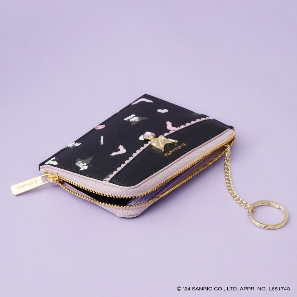 A close up of a fragment case that is part of the & choutte x kuromi collection.