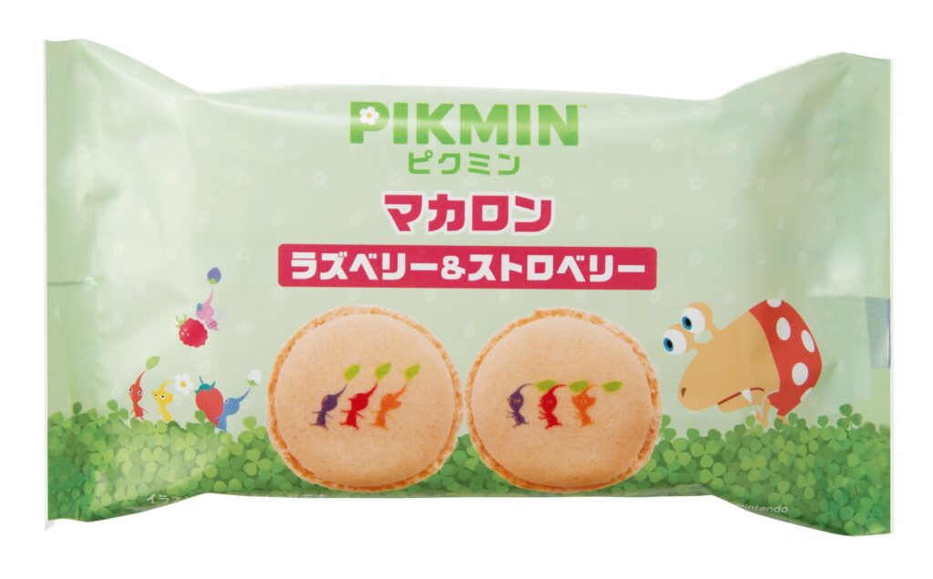 The outside of a packet of Pikmin themed macarons.