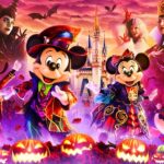 Promotional image for Halloween at Tokyo Disney Resort 2024 featuring Disney characters