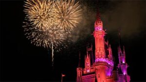 Fireworks above Tokyo Disneyland