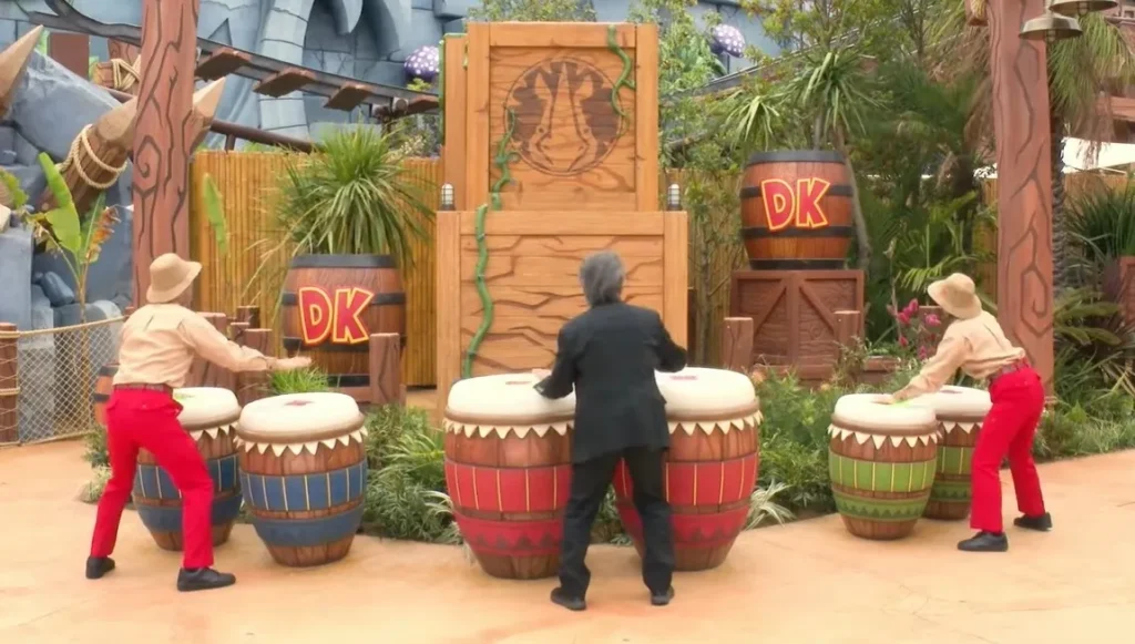 A bongo game at at Donkey Kong Country, USJ.