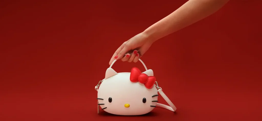 A Hello Kitty shaped bag, part of the Hello Kitty x Kate Spade New York Collection