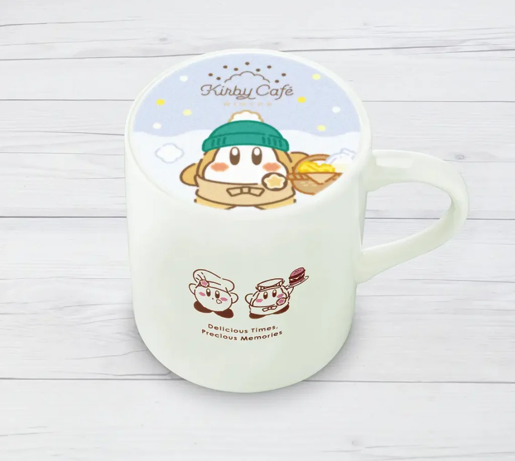 A waddle dee themed latte, part of the Kirby Cafe Winter 2024 menu