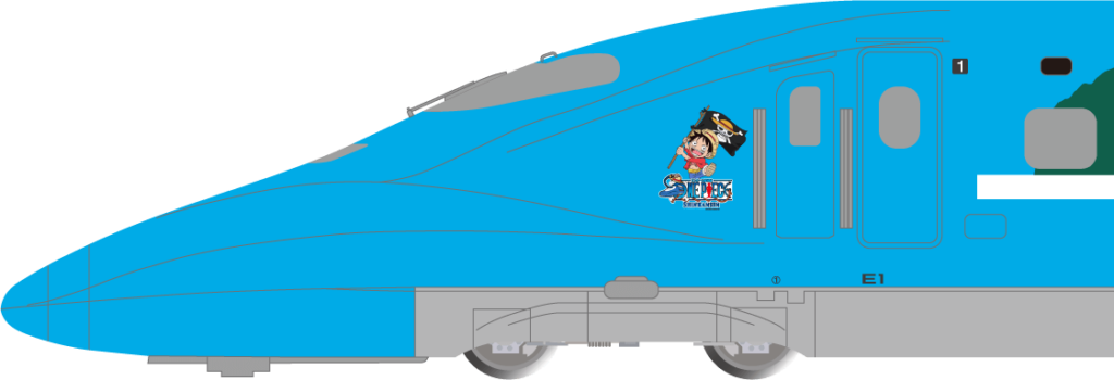 A design for livery on the exterior of the ONE PIECE Shinkansen