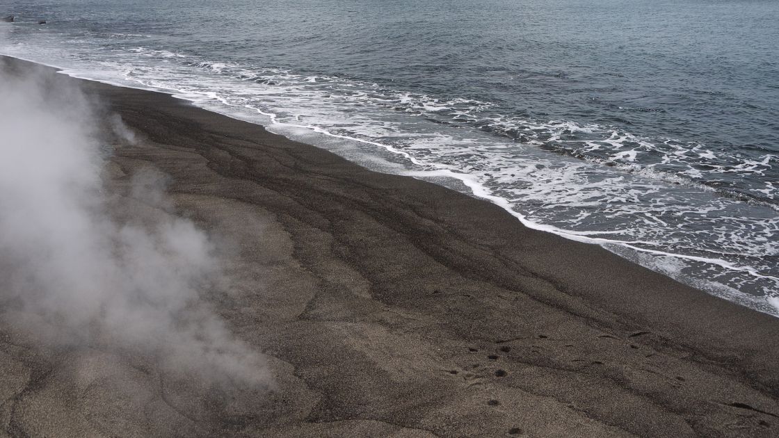 Steam from sand near Ibusuki City