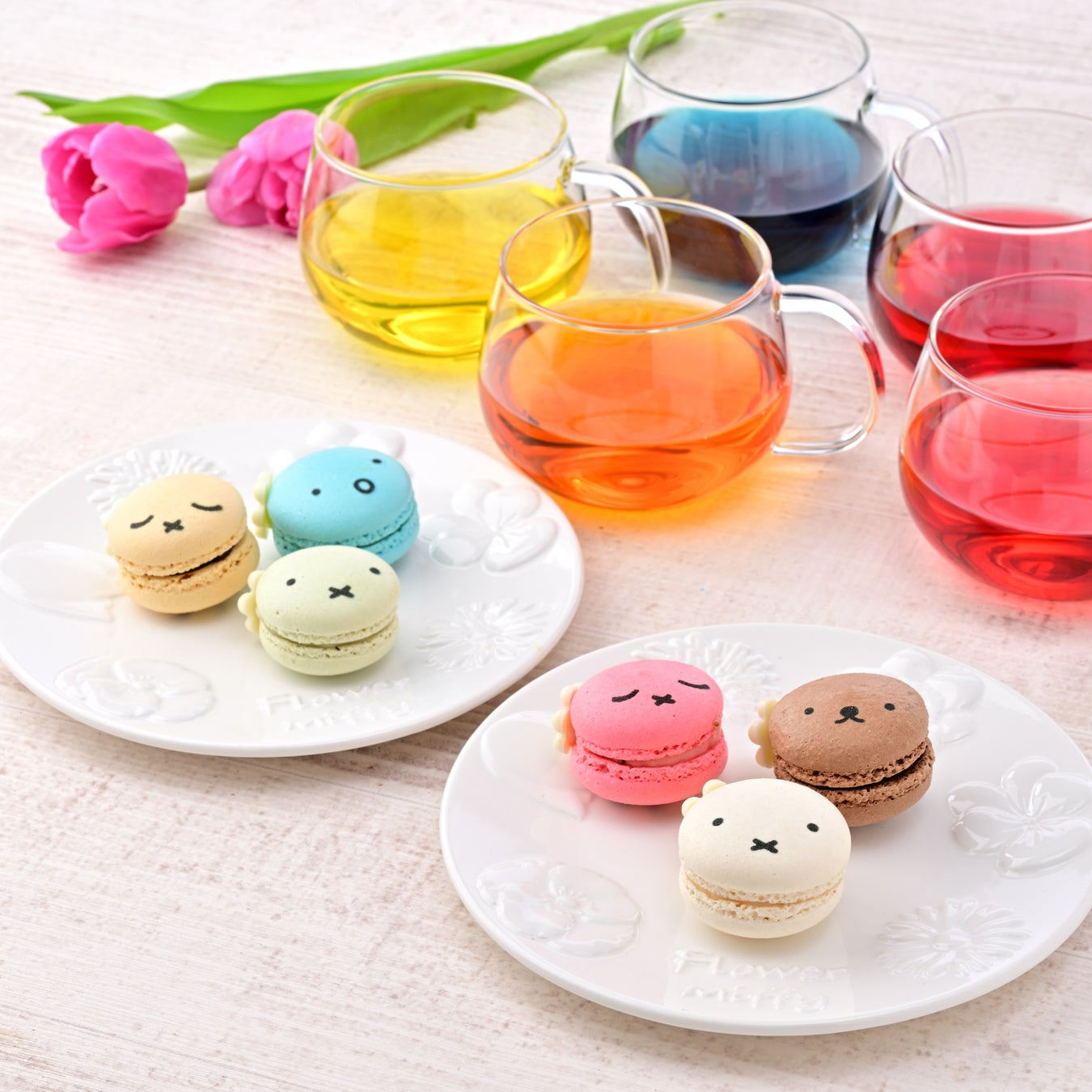 Flower Miffy Flower Colourful Teas and Macarons