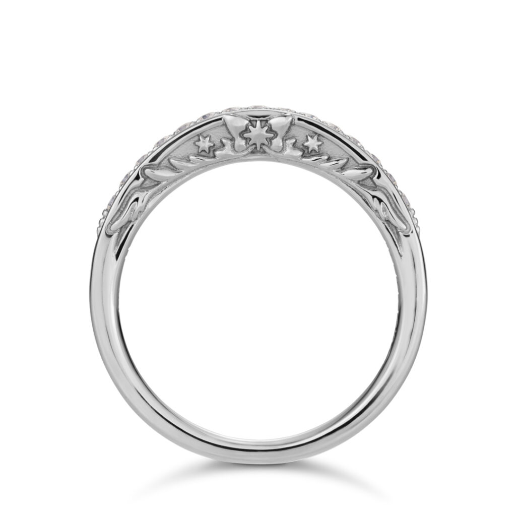 Flight Motif (Clear Card Edition) Half Eternity Ring Silver 925 (Rhodium Coating)