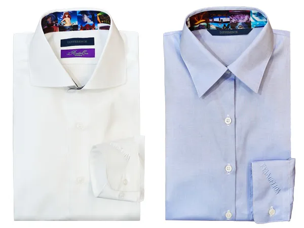 Two custom shirts featuring Evangelion inspired details