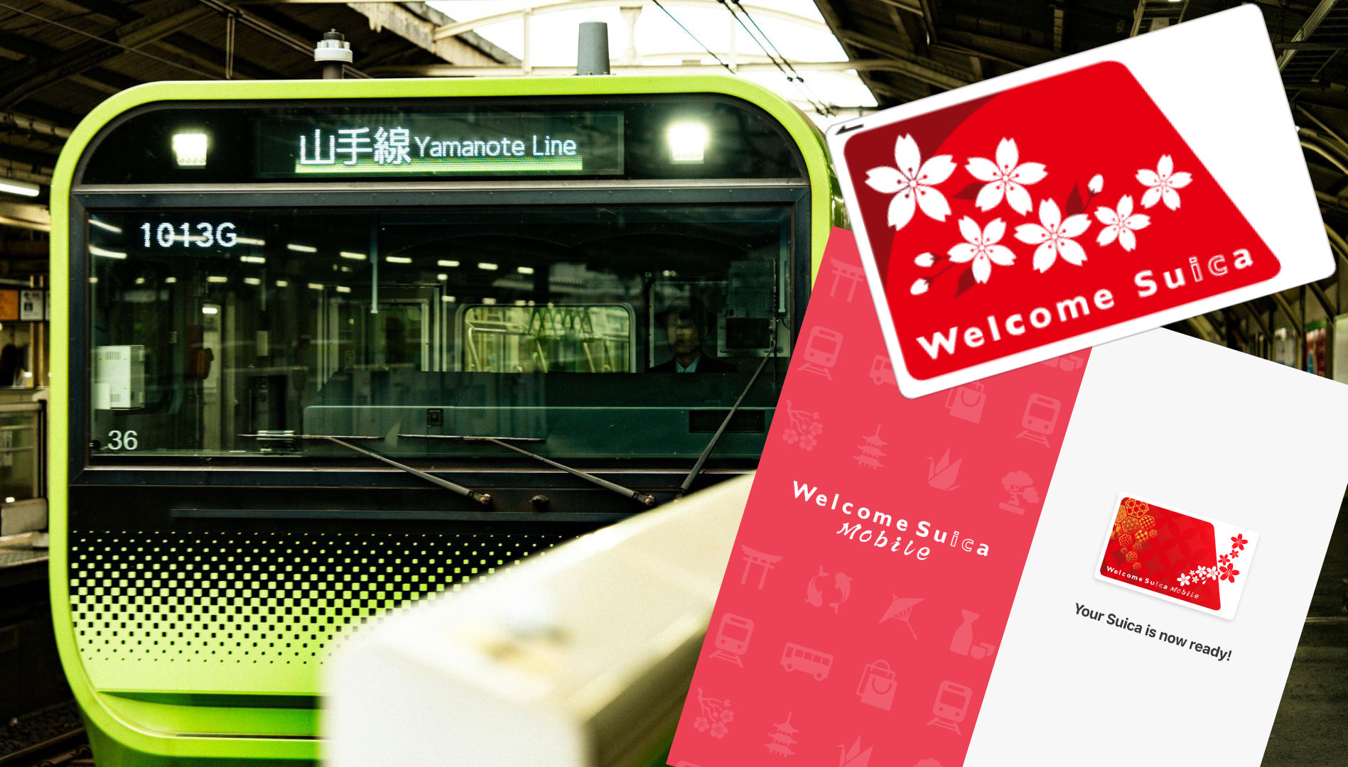 Welcome Suica Mobile app and Yamanote line train