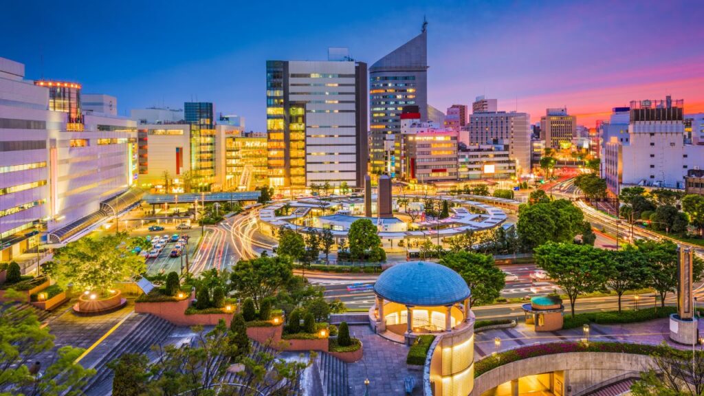 Skyline of Hamamatsu City, Japan during the evening