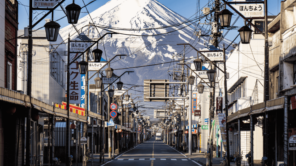 View of Mount Fuji from Honmachi 2-chome in Fujiyoshida City