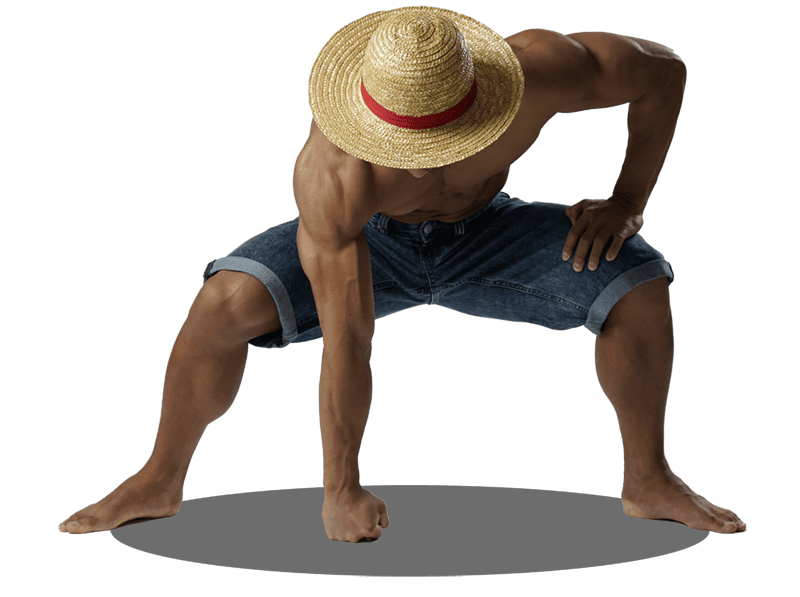 The 5 required poses are inspired by Luffy and his abilities