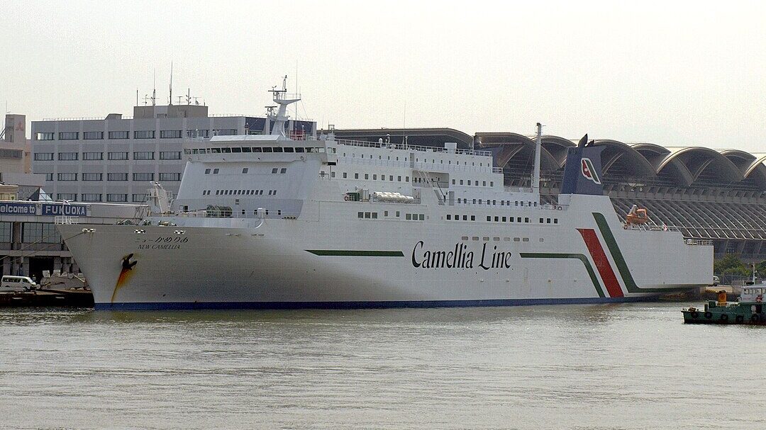 A Camellia Line Ferry docked in Fukuoka