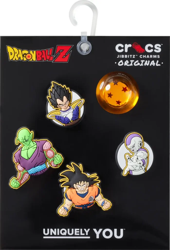 A set of Dragon Ball themed Crocs clogs charms