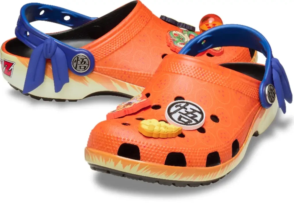 A Dragon Ball themed pair of Crocs clogs