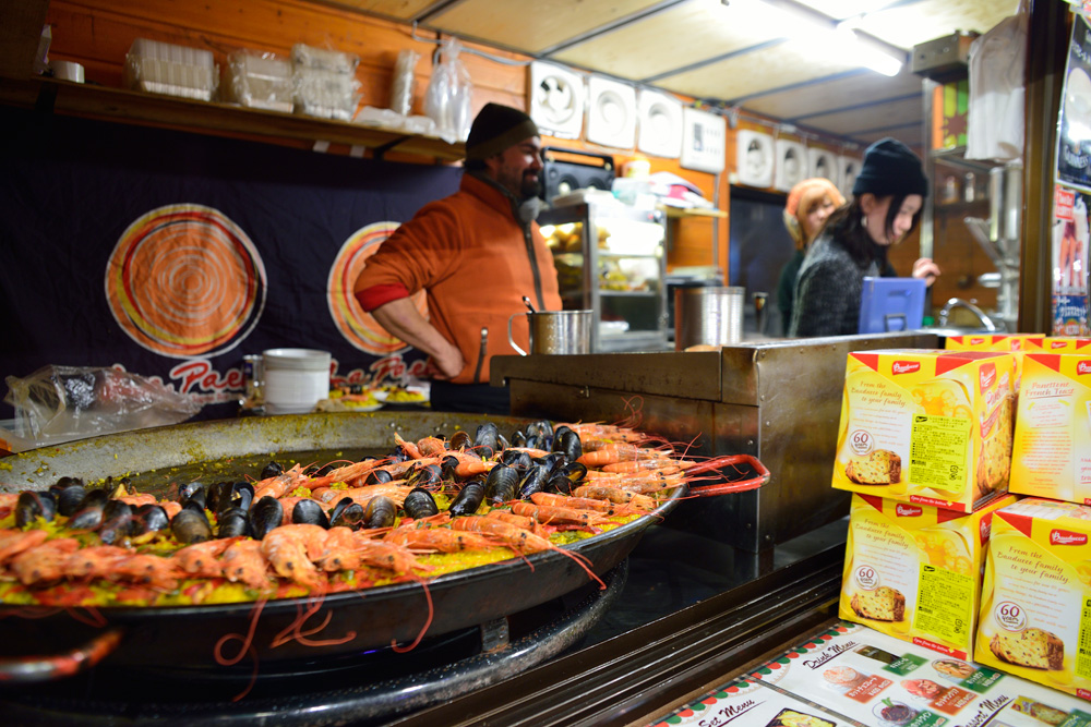 A food vendor in Sapporo selling paella