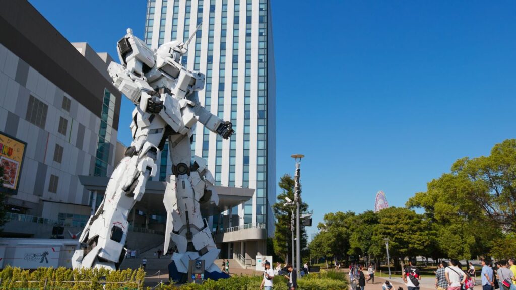 A life-sized Gundam statue in Tokyo