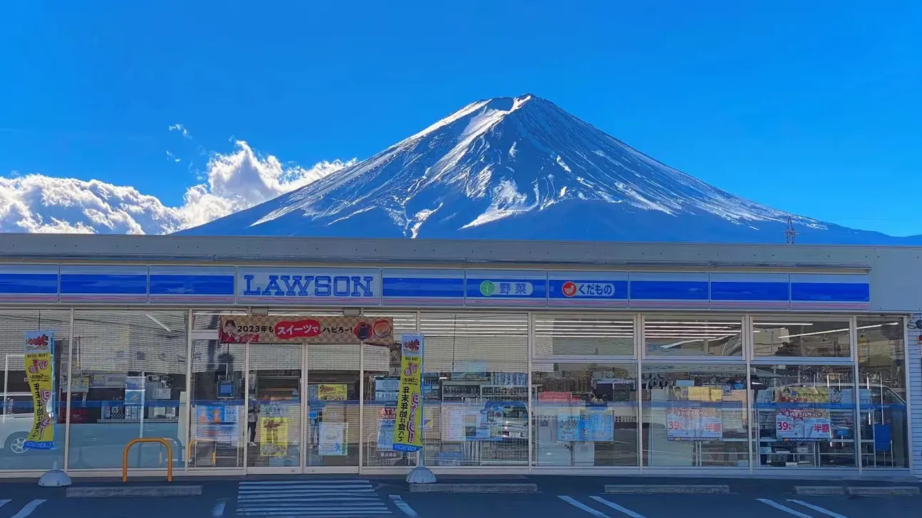 This view of Mount Fuji was so popular it had to be fenced off