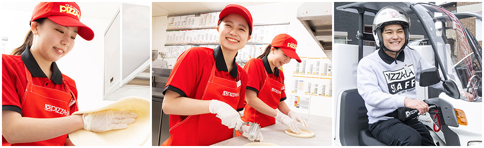 Pizza-La staff members posing for a photo