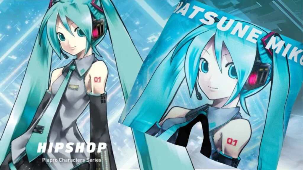 A pair of underwear featuring a picture of Hatsune Miku superimposed on to a full piece of artwork of the same character