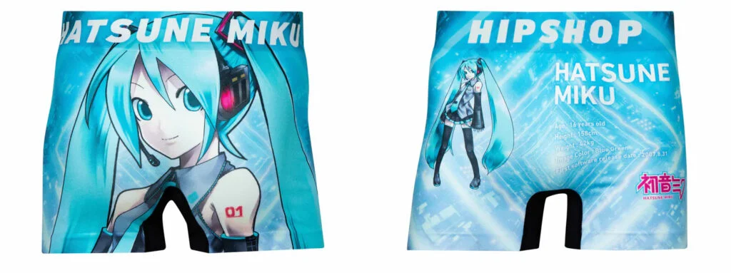 A pair of underwear with the character Hatsune Miku printed on them