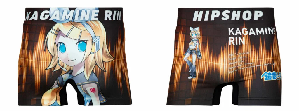 A pair of underwear with the character Kagamine Rin printed on them