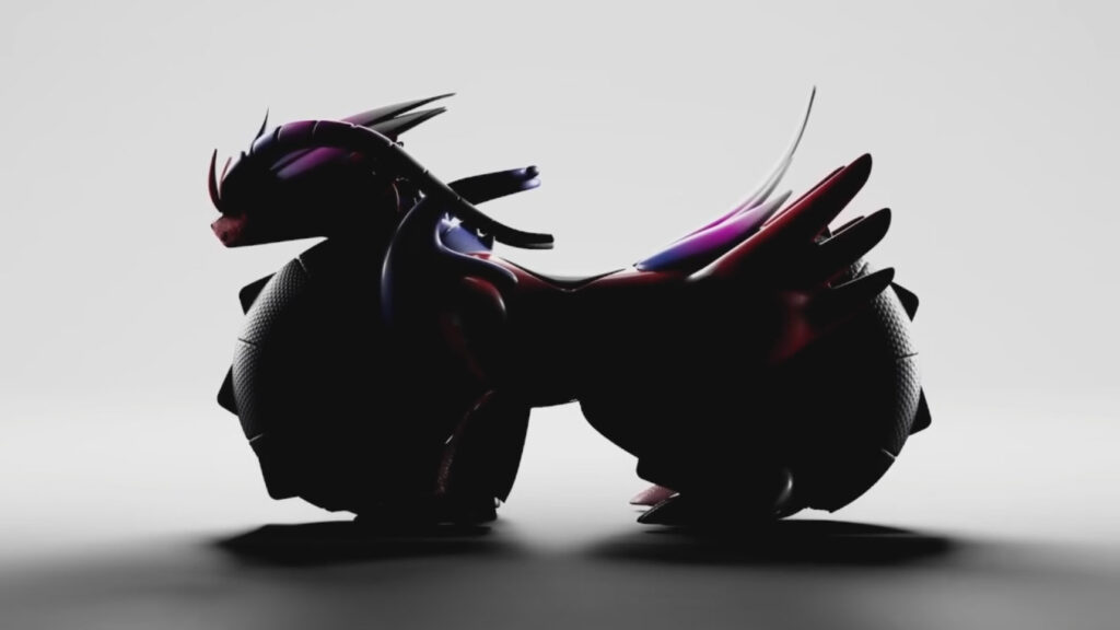 A CG rendering of the Koraidon motorcycle from the side