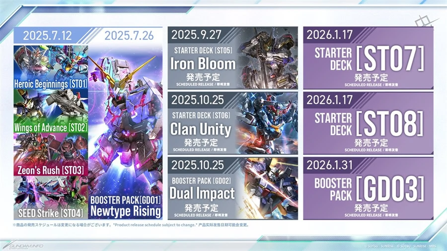 gundam card game schedule 2025 2026