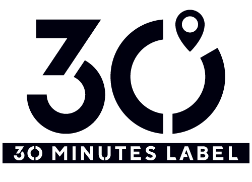 30 minutes label logo 0